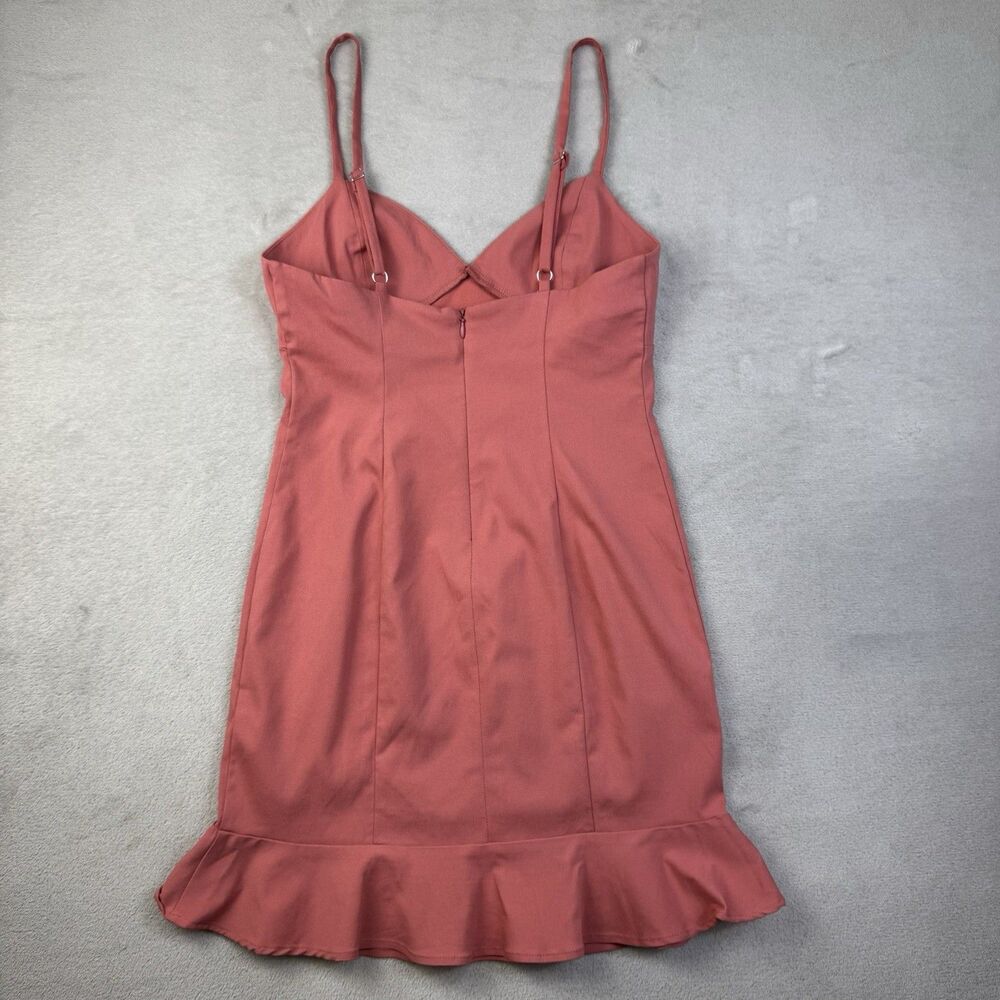 Forever 21 Women’s Medium M Pink V-Neck Mini Slip Dress Spaghetti Strap Ruffle